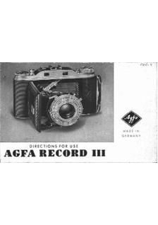 Agfa Record 3 manual. Camera Instructions.